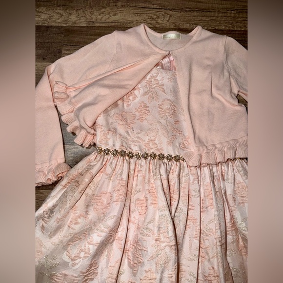 American Princess Pink Floral Dress with Cardigan - Picture 3 of 11